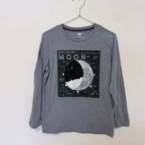 Gray Moon Graphic Long Sleeve Tee